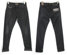 REPLAY Grover W29/L34 Men Jeans Straight Fit Cotton Blend Stretch Black Selvedge