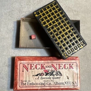 1930er HALS UND HALS kleines LITHO STEILJAGD PFERDERENNEN SPIEL IN BOX - Bild 1 von 11