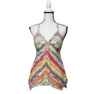 American Rag Junior’s Printed Burnout Handkerchief‑Hem Tank Top, Barb Cherry , S - Picture 1 of 11