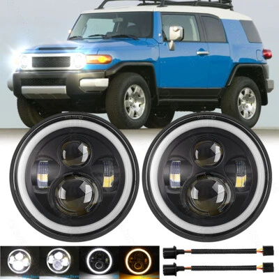 Par de faros LED redondos de 7" para Toyota FJ Cruiser 2007-2014 Halo ojos de ángel DOT Foto 1 de 4