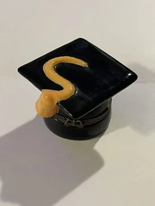 Porcelain Graduation Cap w/ Diploma 2" Trinket/Ring Box Unmarked - Picture 1 of 4