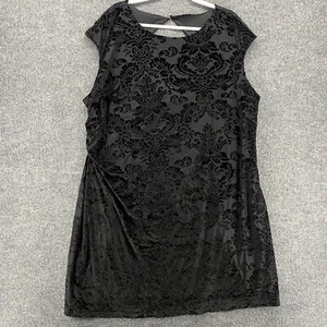 Apt 9 Womens Dress 3X Black Burnout Velvet Sheath Round Neck Open Back Whimsical - Picture 1 of 9