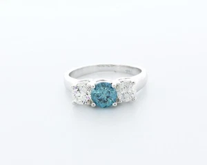 Anillo de compromiso clásico de oro blanco de 14 quilates corte redondo azul diamante natural/SI1 2,0 quilates - Imagen 1 de 4