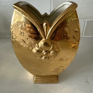 VTG Avon weeping gold 24k Tulip Shaped Vase Or Planter 6” Tall. See Sticker. - Picture 1 of 9