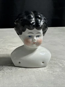 Antigua cabeza de muñeca china alemana de pelo negro solo Gf0 - Imagen 1 de 12