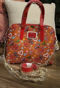 Disney Loungefly Lebkuchen Mickey/Minnie Umhängetasche mit Griffen abnehmbare Kette - Bild 1 von 9