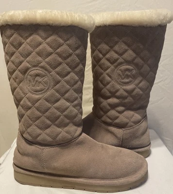 Michael Kors Logo Women’s Quilted Boot Sandy Beige Color Size: 9M fits 7.5 too! - Image 1 of 4