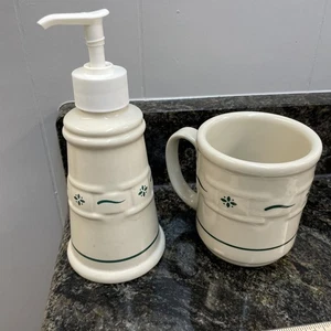 Longaberger mug and soap dispenser - heritage green -made In USA - Picture 1 of 5