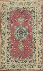 Pink Traditional Wool Floral Vintage Rug 4x7 ft Hand-knotted Over-dyed Carpet - Picture 1 of 14