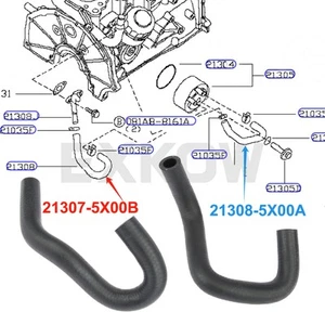 2X Engine Oil Cooler Feed Water Hose for Nissan Navara D40 Pathfinder R51 YD25 - Picture 1 of 10