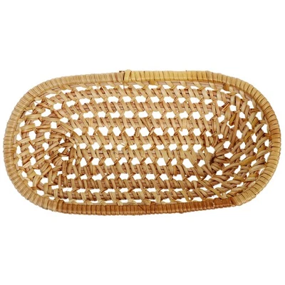  Woven Storage Basket Hand-woven Rattan Tray Handmade Knitting Plate-basket - Image 1 of 4