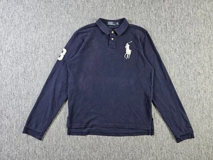 Ralph Lauren Big Pony Polo Shirt Men Size L Long Sleeve Custom Fit Navy Blue #3 - Picture 1 of 9