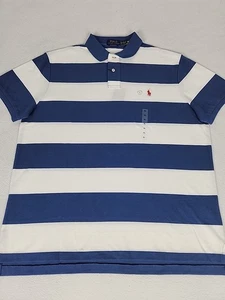Polo Ralph Lauren Calce Ajustado Manga Corta Polo Para Hombre XL Azul Blanco Rayas Algodón - Imagen 1 de 11