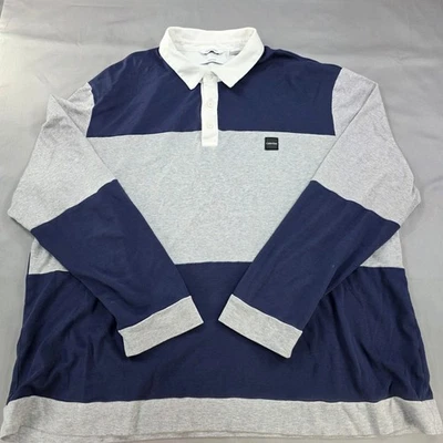 Calvin Klein Liquid Touch Rugby Shirt Long Sleeve Color Block XXL Blue White - Image 1 of 4