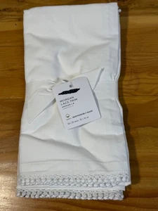 NEW-Pottery Barn Morgan Lace Trim Organic Cotton Napkins, White- Set of 8 - Picture 1 of 5