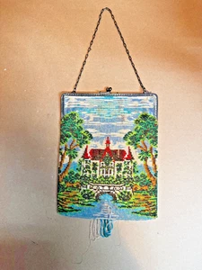 Antique Victorian /Flapper BEADED Purse /Castle Germany - Picture 1 of 9