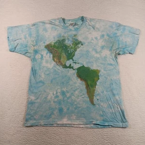 Vintage 90s Fruit Of The Loom Shirt Herren XL Blau Karte Welt Ozean Kontinente AOP - Bild 1 von 12
