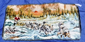 Hundeschlitten Eskimo Hundeschlitten Iditarod VINTAGE TEXTIL - Italienischer Wandteppich Hängeüberwurf - Bild 1 von 8