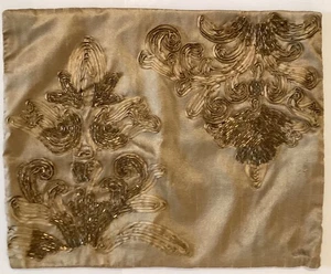 Pier 1 Lendenkissen Perlenband Stickerei Champagner Gold Perlen 17,5x14 - Bild 1 von 13