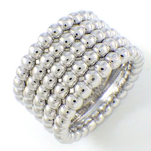 Van Cleef & Arpels Ring Perlee Gold Pearl 5 Row 750(18K) White Gold #52 US6 - Picture 1 of 11