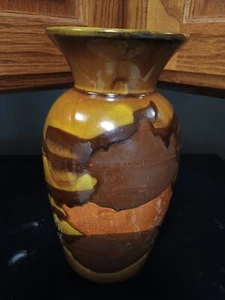 Vtg Royal Haeger Vase With Flair Rim Earth Wrap Gold Rust Brown 8x5 - Picture 1 of 6