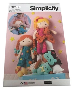 Simplicity Sewing Pattern R12183 Soft Doll and Doll Clothing Toddler Play UC 18" - Picture 1 of 8