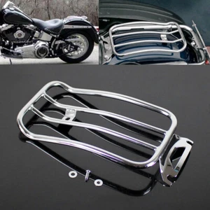 Motorcycle Chrome Luggage Rack & Bolt Solo Seat For Harley FLHT FLHR FLHX FLT - Picture 1 of 9