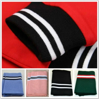 Stripe Cotton Stretch Knit Neckline Cuff Waistband Sweater Rib Trim Fabric Sew - Image 1 of 4