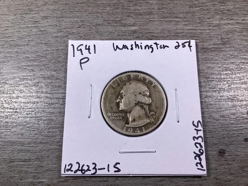1941 Washington 90% Silver Quarter 25 Cent US Coin 122623 15d - Image 1 of 4
