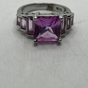 925 Sterling Silver Ring Oval Pink Zircon Crystal Ring size 7 - Picture 1 of 5