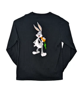 Converse Mens 2XL Black Bugs Bunny What's Up Doc? Long Sleeve Crewneck T-Shirt - Picture 1 of 4