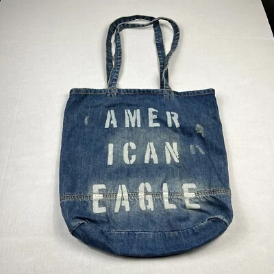 American Eagle джинсовая сумка синий сумка каждый день фирменный состаренный покупатель сумка с короткими ручками - Изображение 1 из 4