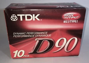 10-Pk TDK D90 BLANK AUDIO CASSETTE TAPES IECI/TYPE I High Output FACTORY SEALED - Picture 1 of 1