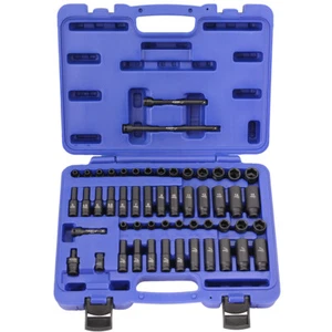 Stark USA 53PCS 1/4" DR Deep & Shallow Socket SAE/Metric Extension Bar Ratchet - Picture 1 of 12
