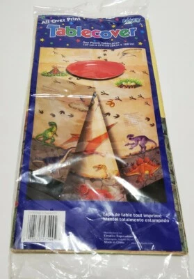 Dinosaur Plastic Paper Tablecover 54x108 Creative Expressions New Dino Facts  - Image 1 of 4