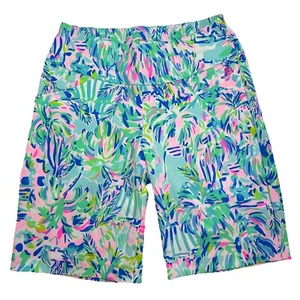 LILLY PULITZER UPF50 Luxletic 9" Reid Short Floral Blue &Pink sz 0 MSRP $98 NWOT - Picture 1 of 9
