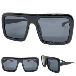 Oversize Vintage Retro Style Party Raver DJ SUN GLASSES Large Square Black Frame - Picture 1 of 6