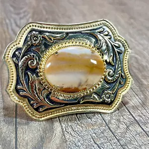 Vintage Gold Tone Belt Buckle w Cabochon Western Style Free Shipping - Picture 1 of 6