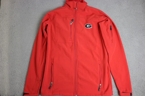 Georgia Bulldogs Jacket Mens Small Full Zip Polyester 4 Zip Pockets Red Cover