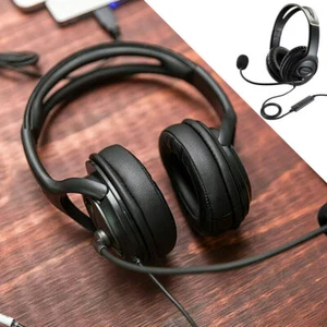105dB USB Wired Headphone Headset Noise Cancelling With Mic For Computer PC NEW - Picture 1 of 12