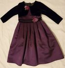 Maggie Bloom Purple Black Boutique Dress Long Sleeve Girls Size 5 Flower Decor