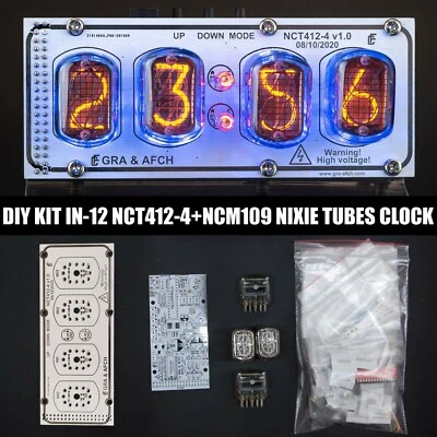 IN-12 Nixie Tubes Clock on Acrylic Stand with Sockets 12/24H 4 Tubes Temperature - Image 1 of 4