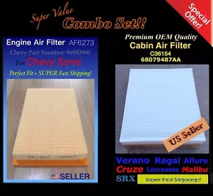 AF6273 C36154 Engine & Cabin Air Filter For Chevy Sonic 2012-2020 96950990 - Bild 1 von 1
