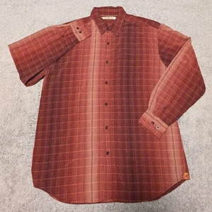 Tommy Bahama Shirt Mens M Red Brown Silk Plaid Check Casual Embroidered Logo - Picture 1 of 6