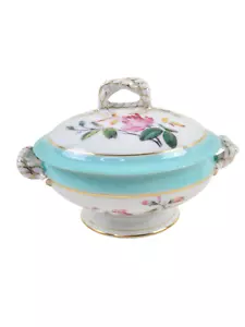 Haviland Limoges Anchor Rope Aqua Band Covered Butter Dish w/Liner - Picture 1 of 7