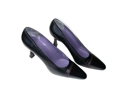 ZAPATOS DE SALÓN RENE MANCINI PARIS CUERO NEGRO PUNTA PUNTA TALLA 38.5 Foto 1 de 4