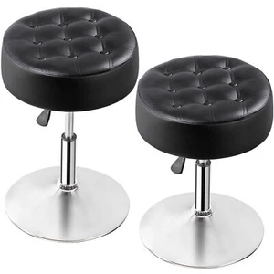 2X Swivel Makeup Ottoman Stool Modern Black Round Vanity Stool Chair for Bedroom - Picture 1 of 24