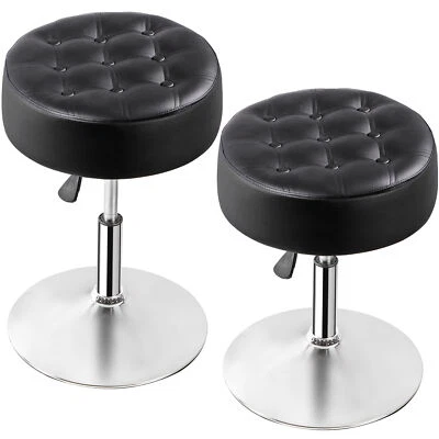 2X Swivel Makeup Ottoman Stool Modern Black Round Vanity Stool Chair for Bedroom - Image 1 of 4