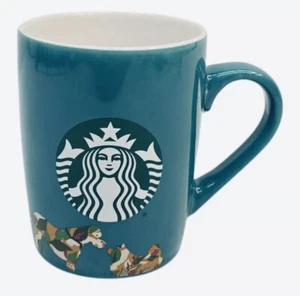 STARBUCKS 2020 Teal Mermaid Dog Puppy Leaf Camo 10 Oz Coffee Mug Cup - Picture 1 of 6