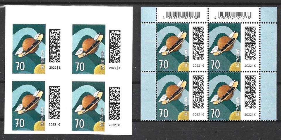 Germany 2022  World of Letters Space Planets Blocks of Four MNH Page corner - Image 1 of 1